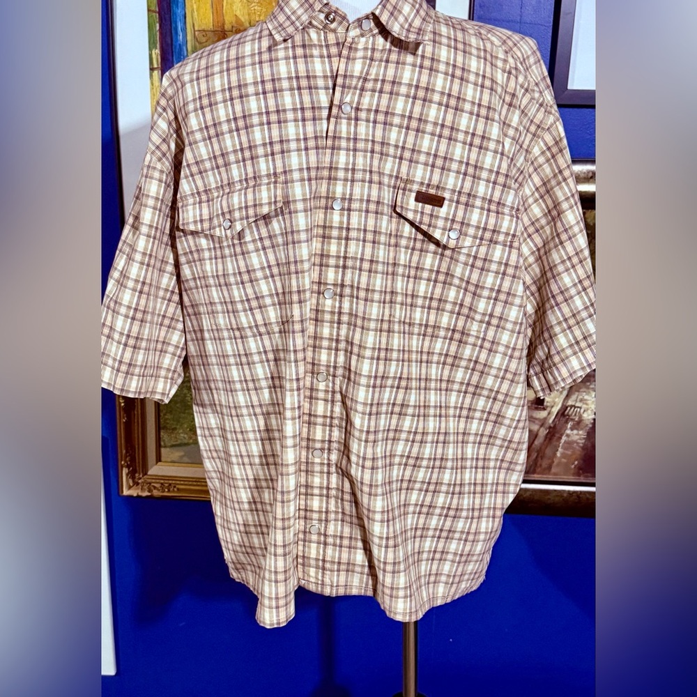 Carhartt Short-Sleeve Plaid Button-Down Shirt - Brown & Cream